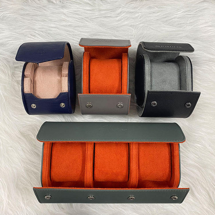 Custom 1/2/3 Slots Roll Vintage Leather Watch Packaging Box - Annaigee