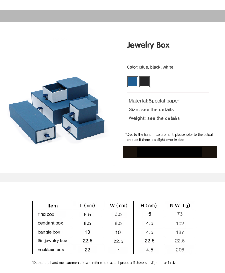 blue special paper drawer jewelry set box