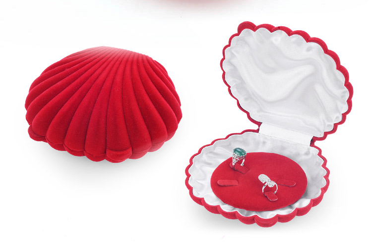 Manufacturer Customized Foam Insert Sea Shell Shape Velvet Earrings Necklace Ring Case Gift Storage Display Jewelry Box