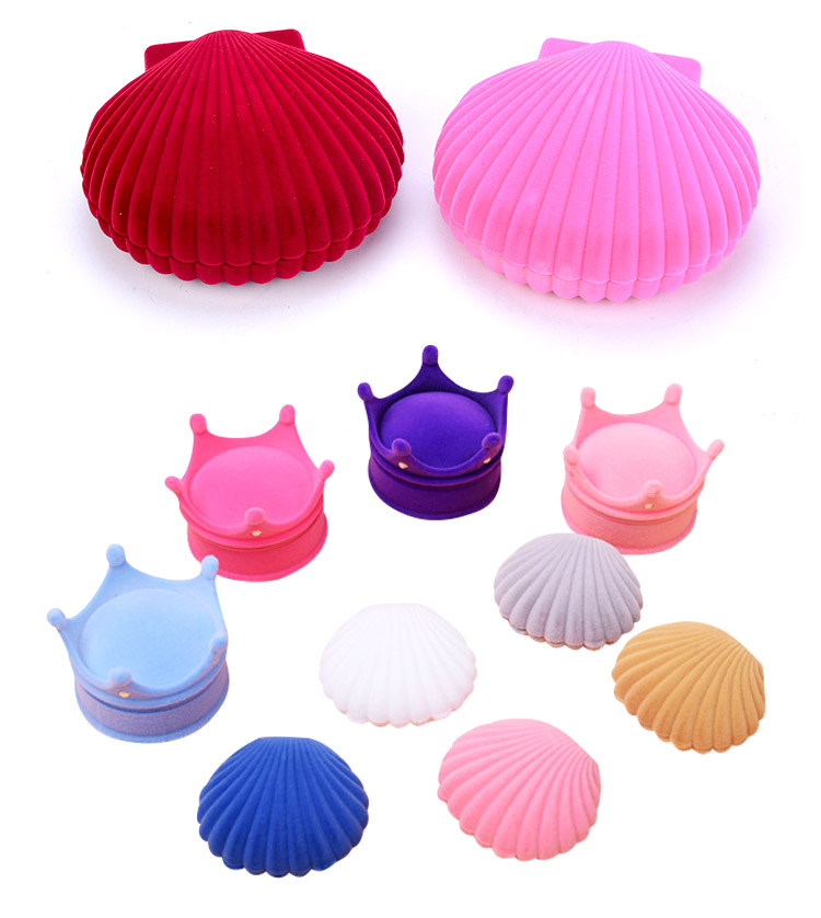 Manufacturer Customized Foam Insert Sea Shell Shape Velvet Earrings Necklace Ring Case Gift Storage Display Jewelry Box