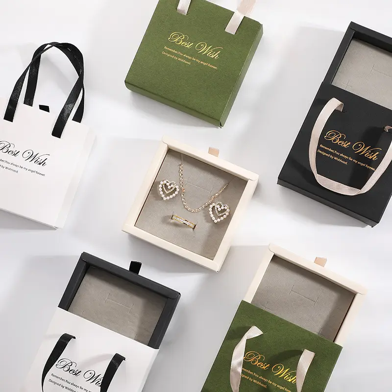 Custom Logo Paper Rings Necklace Earrings Jewellery Box With Handle - Annaigee 1