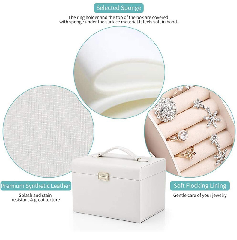 PU Leather Organizer Storage Case Wholesale Jewelery Wooden Gift Luxury Custom Travel Jewelry Box