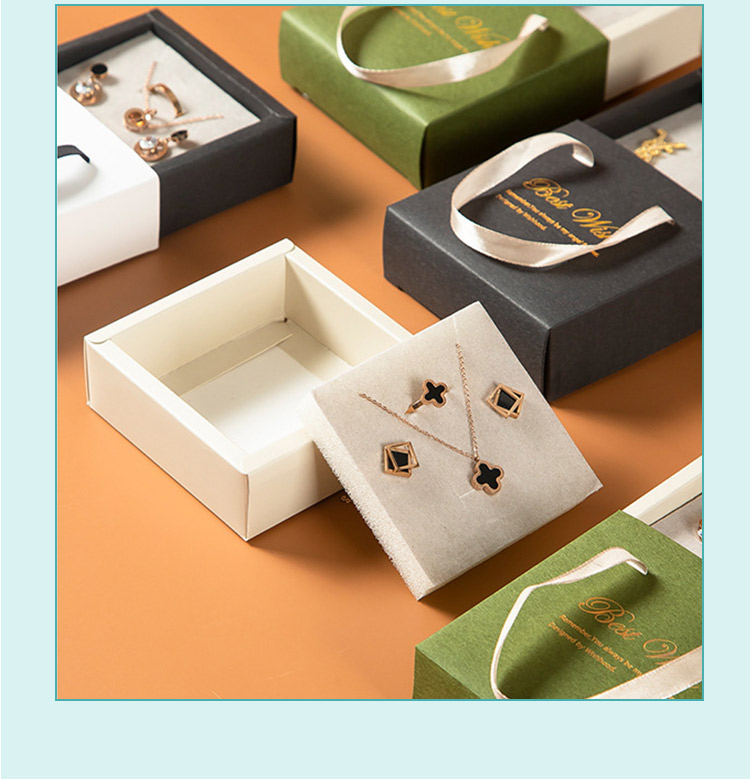 Custom Logo Paper Rings Necklace Earrings Jewellery Box With Handle - Annaigee 11