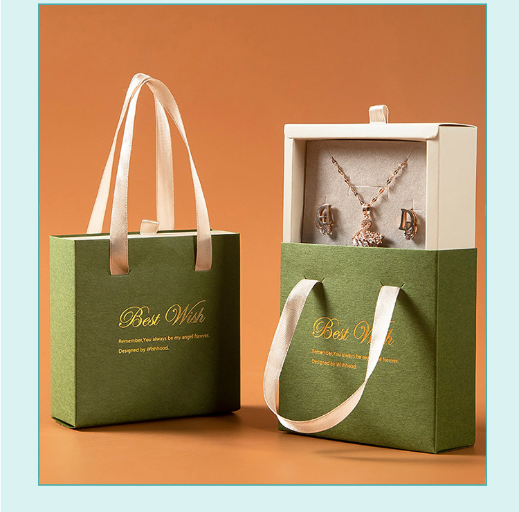 Custom Logo Paper Rings Necklace Earrings Jewellery Box With Handle - Annaigee 12