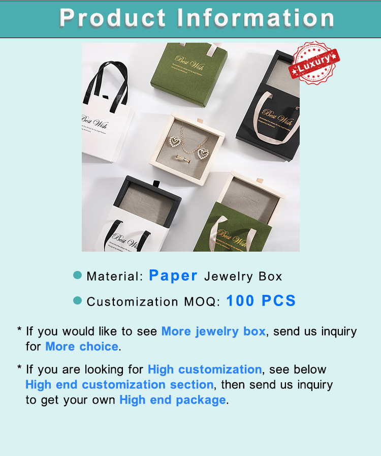 Custom Logo Paper Rings Necklace Earrings Jewellery Box With Handle - Annaigee 8
