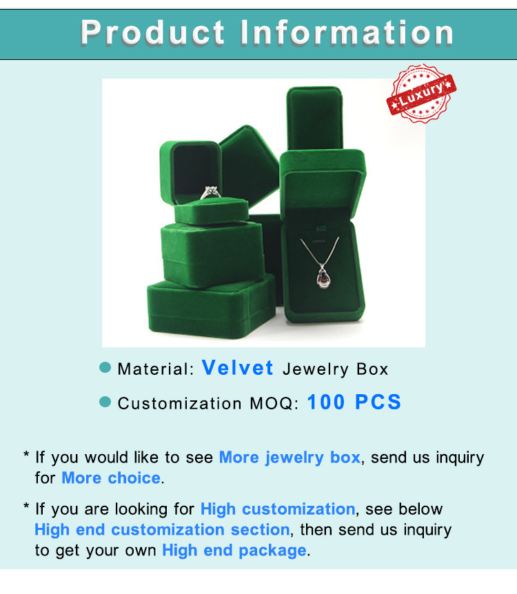 Annaigee - Amazon Hot Sale Custom Jewelry Gift Box Storage Earrings Bracelet Necklace Custom Green Velvet Jewelry Box 8