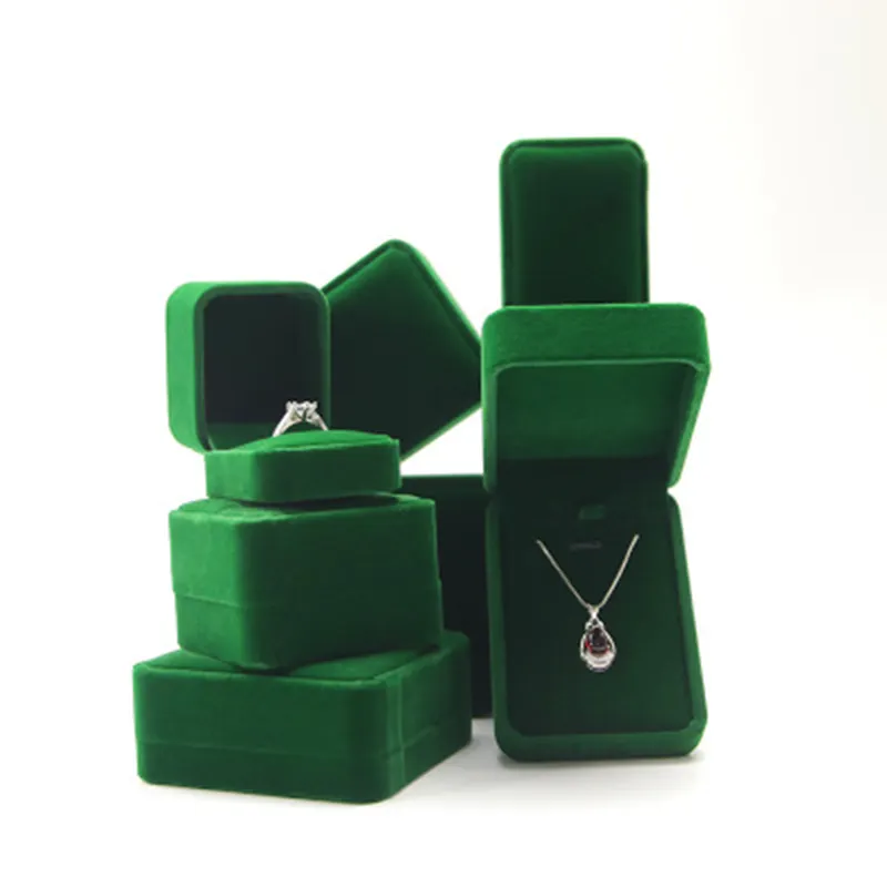 Annaigee - Amazon Hot Sale Custom Jewelry Gift Box Storage Earrings Bracelet Necklace Custom Green Velvet Jewelry Box 1