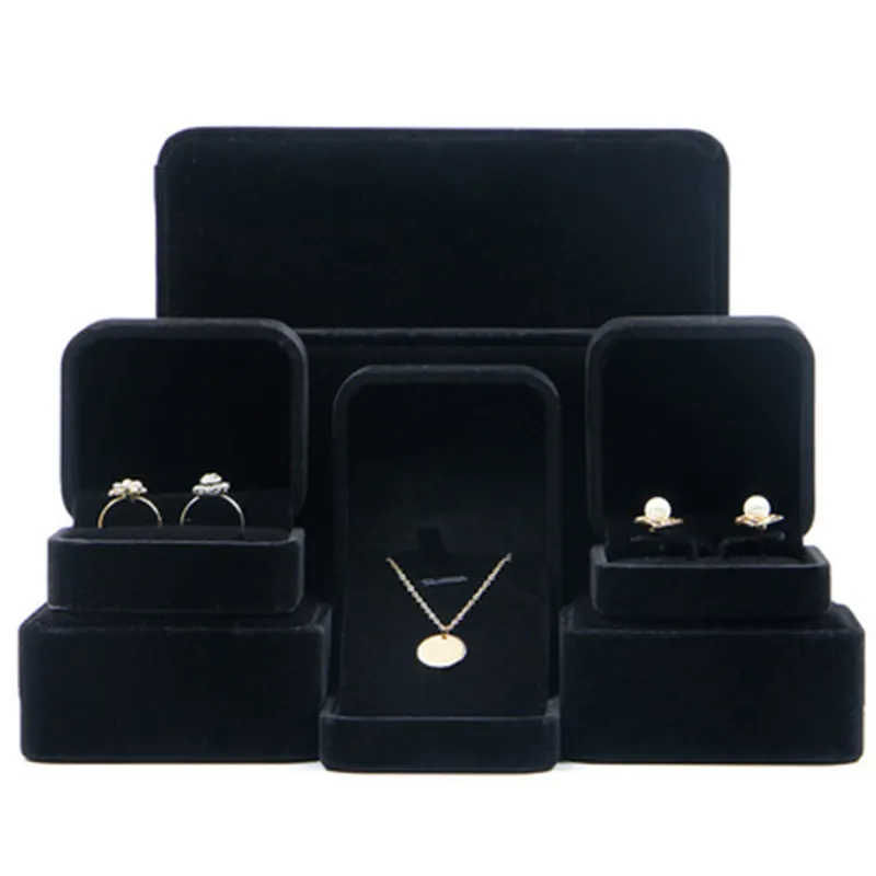 Annaigee - Hot Sale Custom Luxury Black Velvet Jewelry Package Box Ring Earring Necklace Bracelet Jewellery Boxes 1