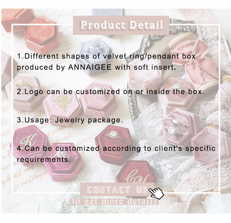 Annaigee - Custom Best Selling Small Jewelry Box Packaging Pendant Ring Box Velvet Wedding Engagement Display Gift 9