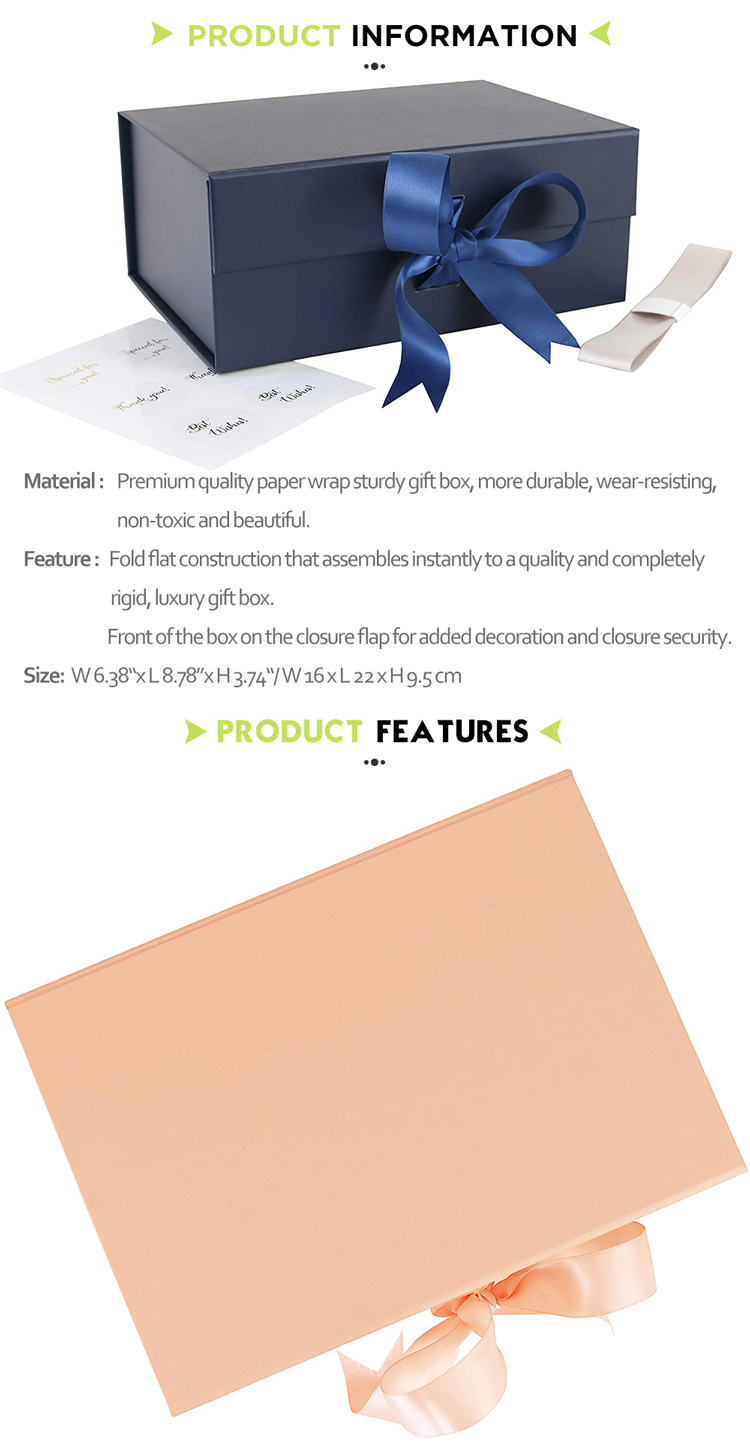 Wedding Paper Cardboard Box Packaging Custom Magnetic Gift Box With Ribbon