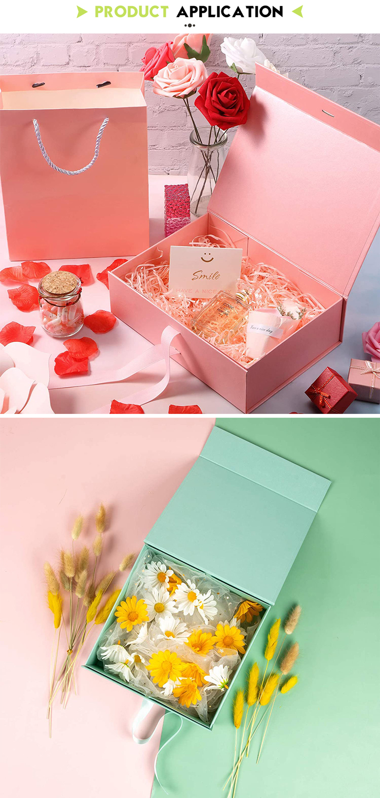 Wedding Paper Cardboard Box Packaging Custom Magnetic Gift Box With Ribbon