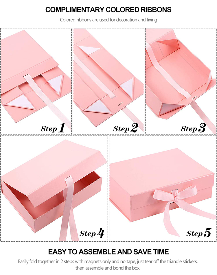 Wedding Paper Cardboard Box Packaging Custom Magnetic Gift Box With Ribbon
