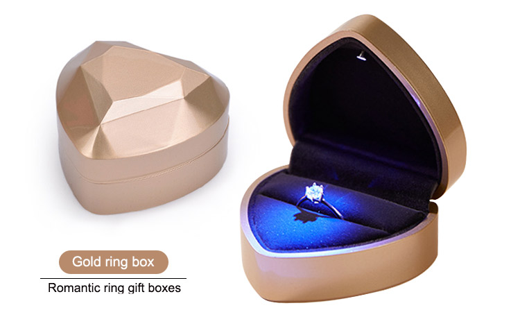 Annaigee - Proposal Engagement Wedding Velvet Heart Shaped Led Jewellery Box Ring Box LED Light Jewelry Gift Case 11