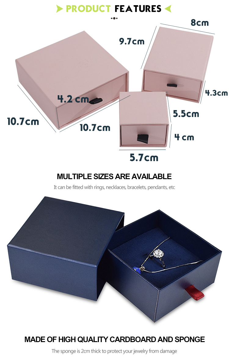 Luxury Unique Drawer Custom Silver Foil Logo Bracelet kraft Jewelry Boxes Packaging