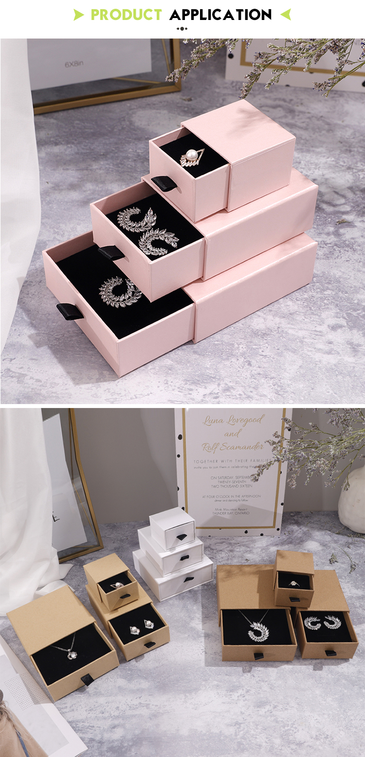 Luxury Unique Drawer Custom Silver Foil Logo Bracelet kraft Jewelry Boxes Packaging