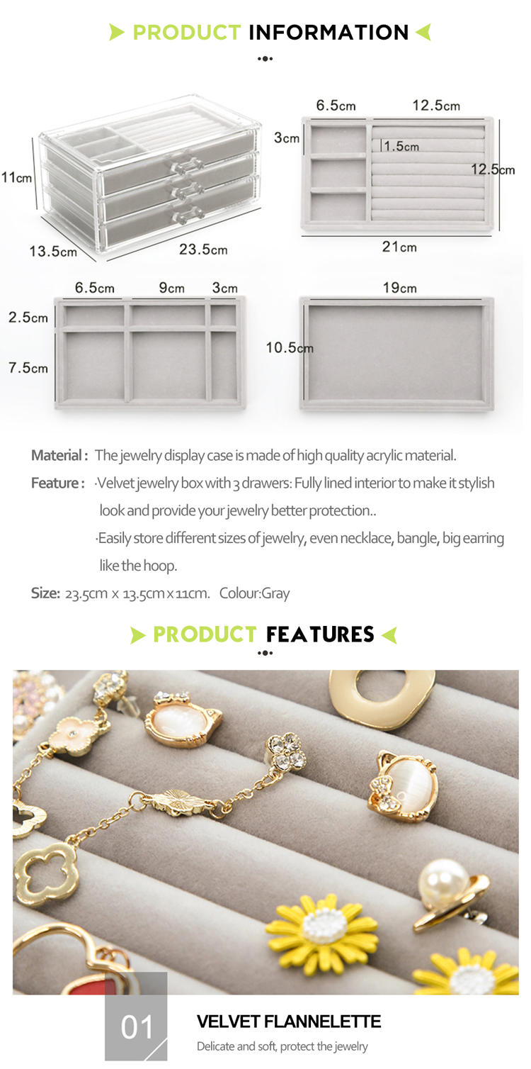 Acrylic Jewelry Organizer Drawers Acrylic Jewelry Drawer compartment Jewerly Transparent Box