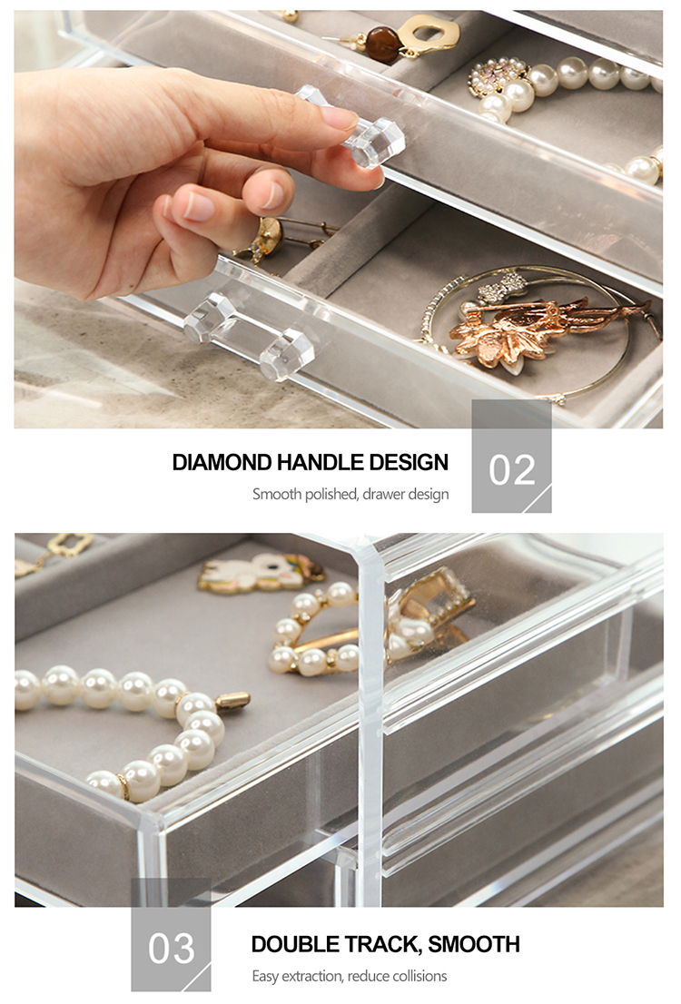 Acrylic Jewelry Organizer Drawers Acrylic Jewelry Drawer compartment Jewerly Transparent Box
