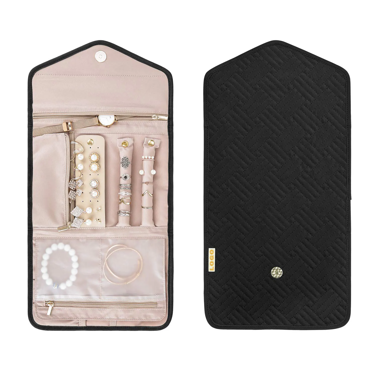 Foldable Quality Travel Jewellery Organise Roll Travel Bag Design - Annaigee 1