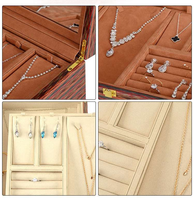  Caja de joyería de madera personalizada para guardar anillos, organizador de cajas de regalo para joyería, estuche de embalaje