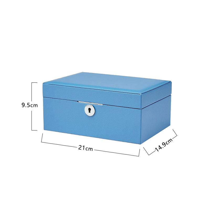 Vintage Lockable 2 Layers Necklace Earrings Ring Pu Leather Portable Jewelry Storage Case Box With Mirror Jewelry Box