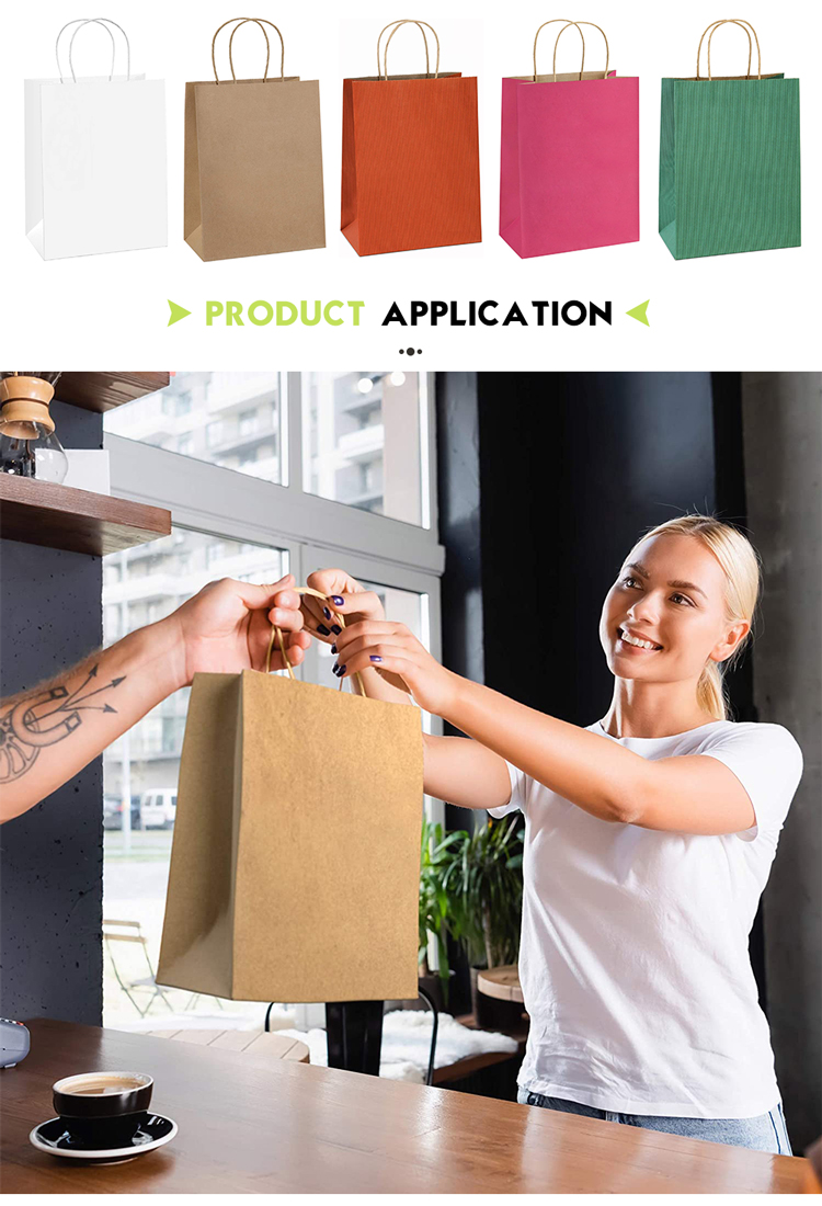 Custom Recyclable Printed High Quality Kraft Paper Lunch Bag Food With Twisted Handles