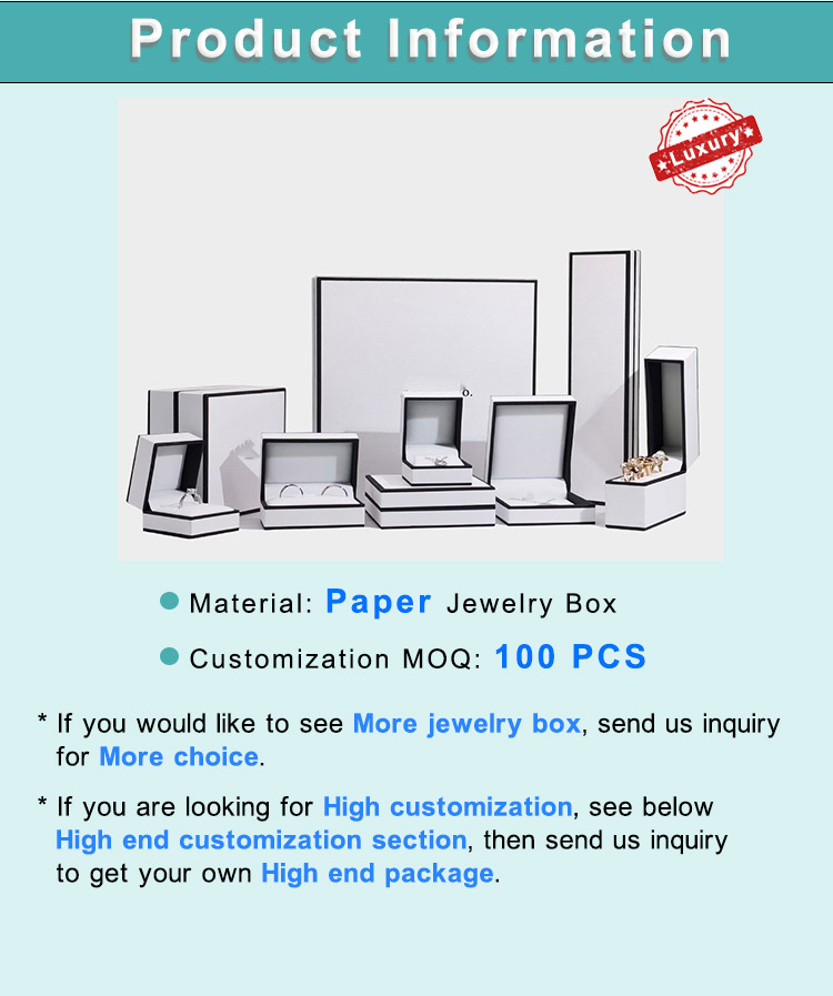 Custom White Quality Paper Jewelry Box Packaging With Black Border - Annaigee 8