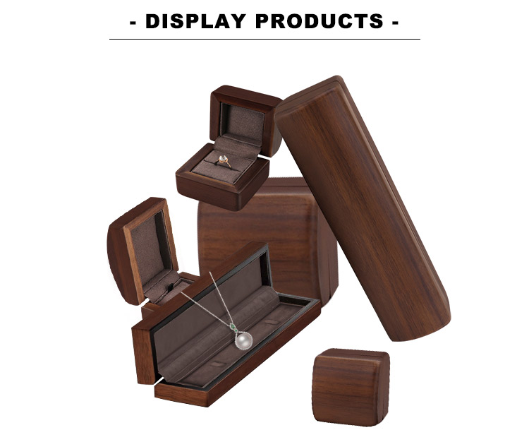  Boîtes à bijoux de luxe en bois massif avec doublure en cuir PU, personnalisables avec logo, pour le rangement de colliers et bagues en gros