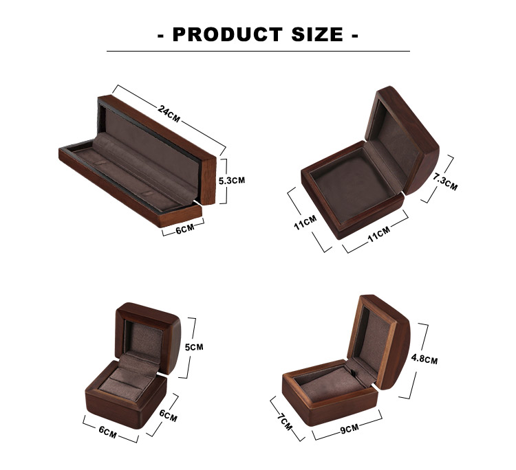  Boîtes à bijoux de luxe en bois massif avec doublure en cuir PU, personnalisables avec logo, pour le rangement de colliers et bagues en gros