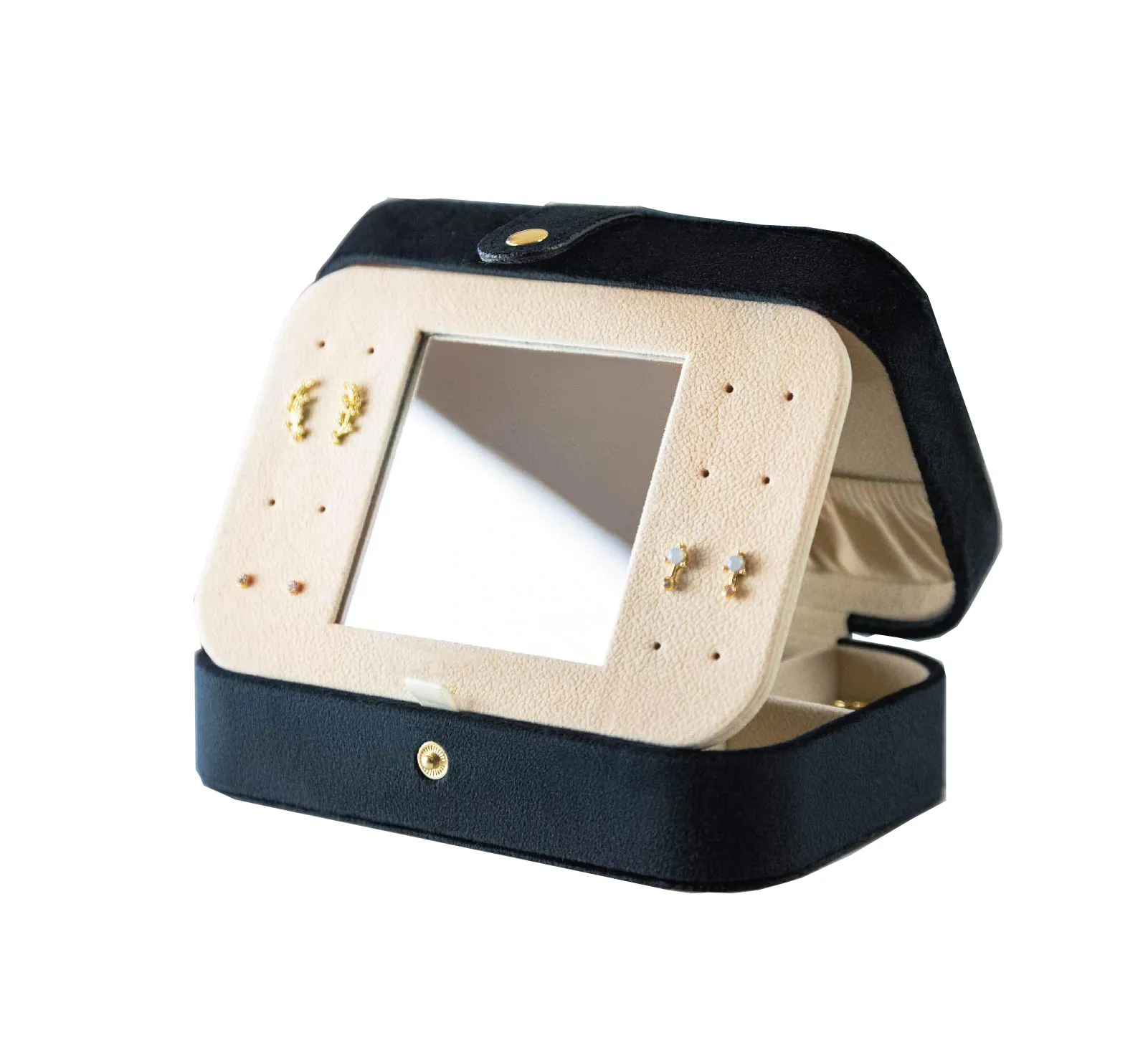 Annaigee - Organizzatore di gioielli personalizzato, astuccio per collane, custodia in velluto, portatile da viaggio, porta gioielli con specchio 1