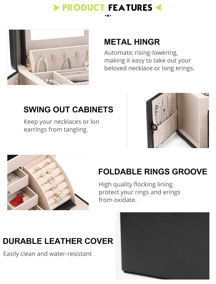 Wholesale Multilayer Drawer Large Capacity Necklace Earring Ring Jewellery Case Display Luxury Pu Leather Jewelry Boxes