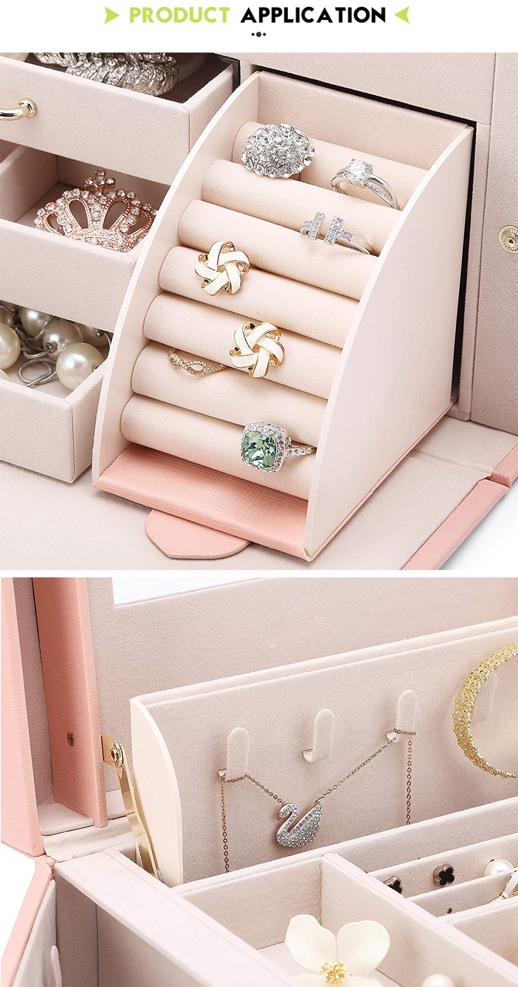 Wholesale Multilayer Drawer Large Capacity Necklace Earring Ring Jewellery Case Display Luxury Pu Leather Jewelry Boxes