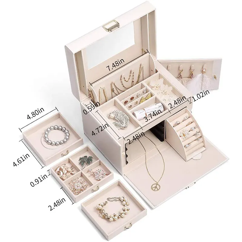 Annaigee - Wholesale Multilayer Drawer Large Capacity Jewellery Case Display Luxury Pu Leather Jewelry Boxes 1
