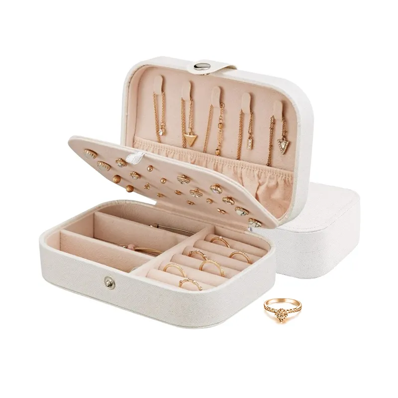 Annaigee - Custom Logo Small Multifunction Travel Jewelry packaging Box Pu Leather Earring Jewelry Storage Boxes 1