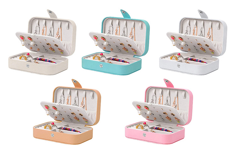 Custom Logo Small Multifunction Travel Jewelry packaging Box Pu Leather Earring Jewelry Storage Travel Jewelry Boxes