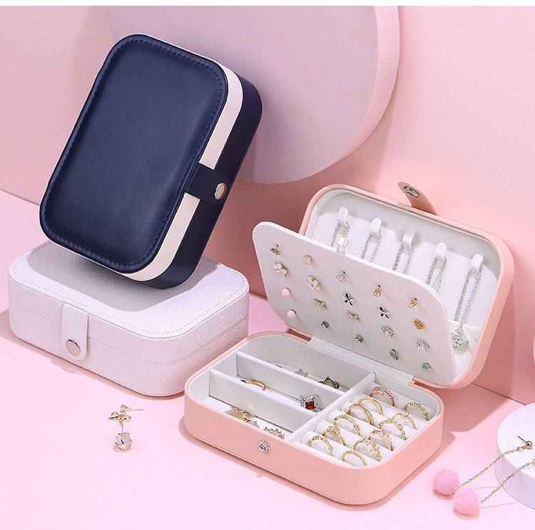 Custom Logo Small Multifunction Travel Jewelry packaging Box Pu Leather Earring Jewelry Storage Travel Jewelry Boxes