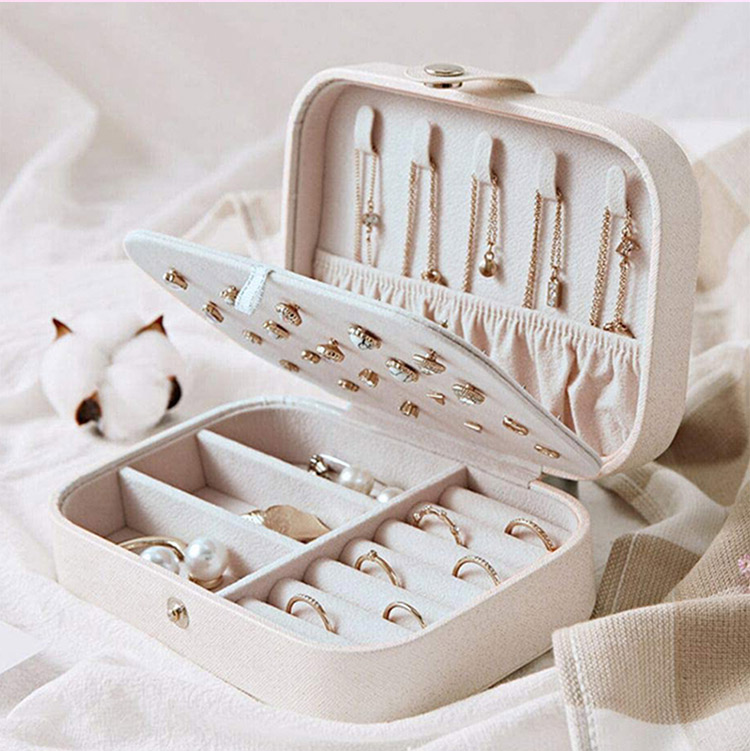 Custom Logo Small Multifunction Travel Jewelry packaging Box Pu Leather Earring Jewelry Storage Travel Jewelry Boxes