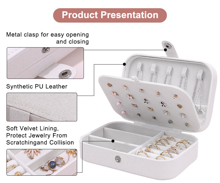 Custom Logo Small Multifunction Travel Jewelry packaging Box Pu Leather Earring Jewelry Storage Travel Jewelry Boxes