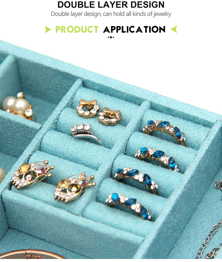 Wholesale Earring Ring Necklace With Lock Customized Double Layer Velvet Travel Jewelry Box Organizer Pu Leather Jewelry Boxes