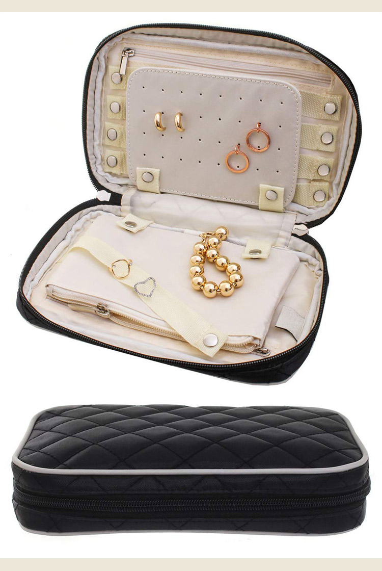 Annaigee - Elegant Black Travel Jewelry Organizer Travel jewelry case Padded for Protection Jewelry Roll Travel Case 10