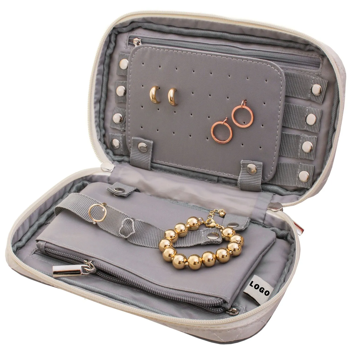 Annaigee - Portable Travel Clutch Bag for Earrings Necklaces Bracelets Watches Travel Jewelry Organizer Storage Bag 1