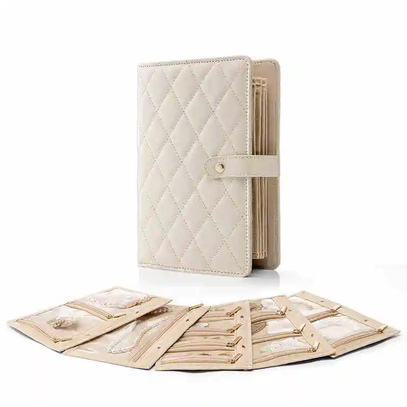 Wholesale Portable Leather Book Shape Jewelry Bag With Zip Bags 1