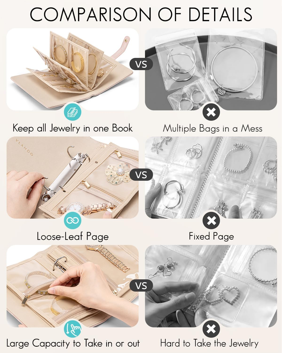 Portable Travel Jewelry Organizer Bags Features
