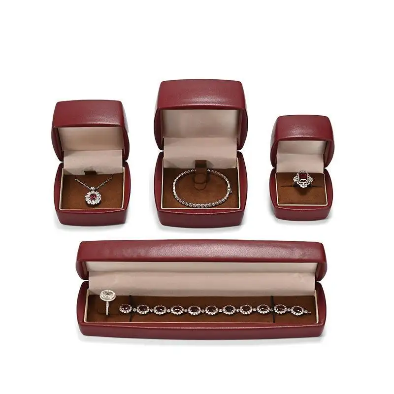 Classic PU Leather Jewelry Ring Earring Bracelet Necklace Packaging Boxes 1