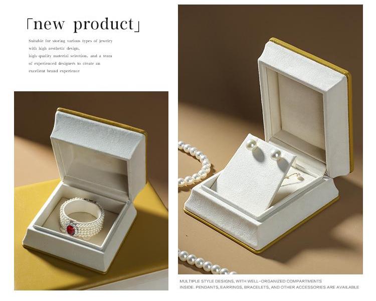 Elegant yellow leather jewelry packaging with custom logo area for luxury brand identity