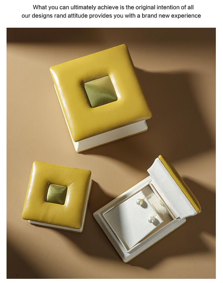 Collection of opulent Middle Eastern style yellow leather jewelry boxes for premium jewelry