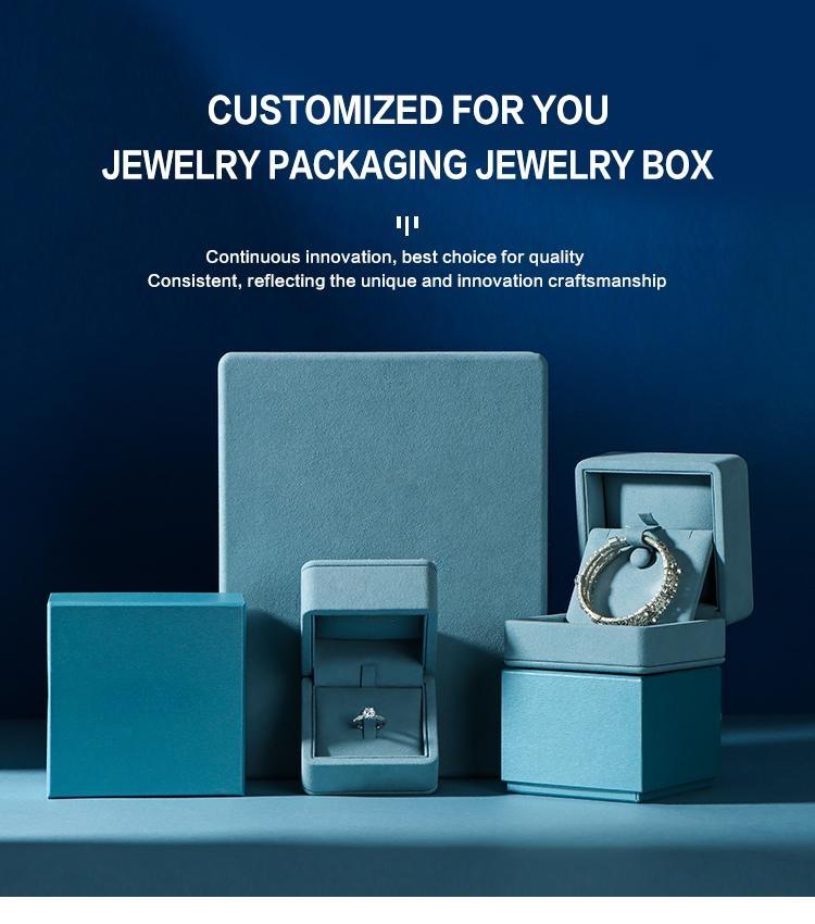 Cool elegant blue microfiber jewelry box for ring earring bracelet necklace - Annaigee