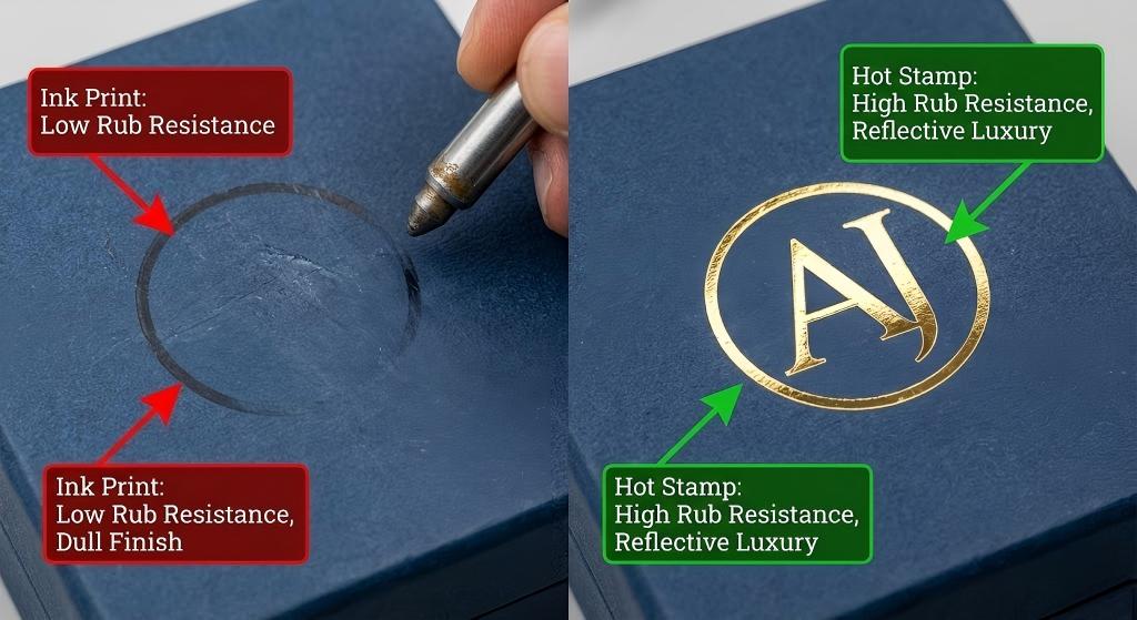 Introduce hot stamping is usually superior to ink printing in terms of abrasion resistance