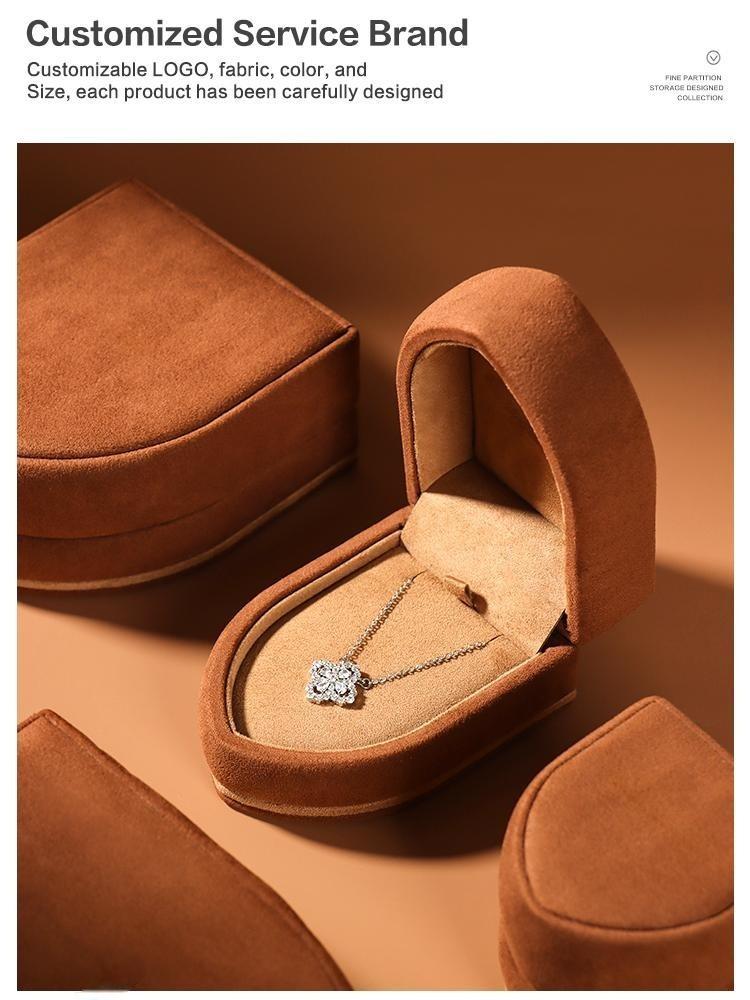 2026 New Arrival Caramel Brown Sail-shaped Velvet Jewelry Box 13