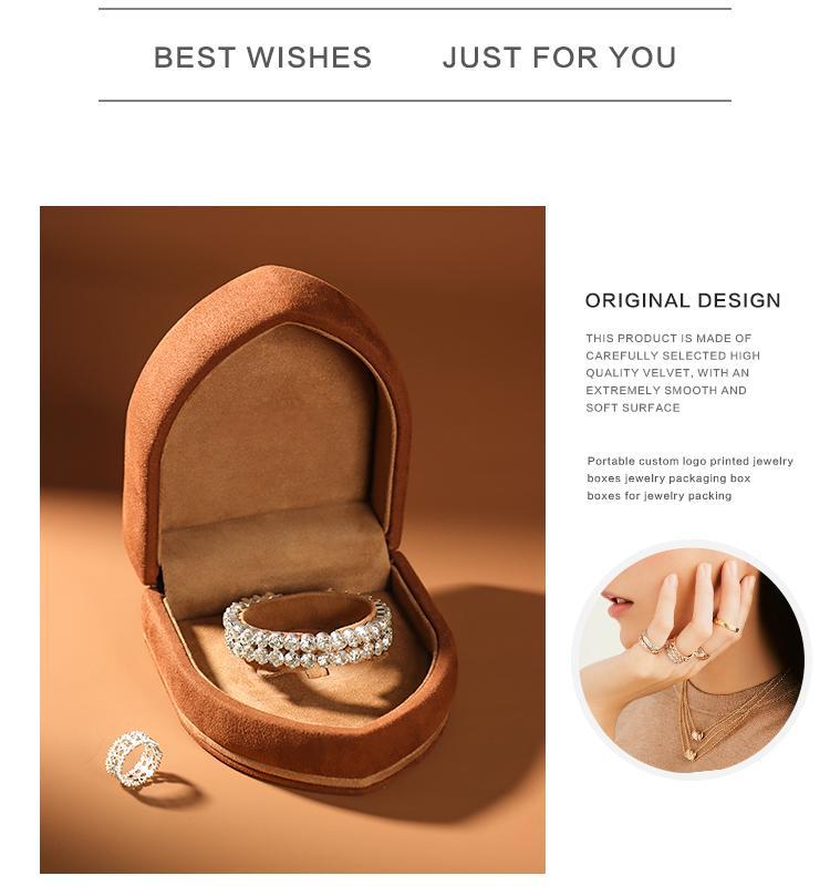 2026 New Arrival Caramel Brown Sail-shaped Velvet Jewelry Box 16