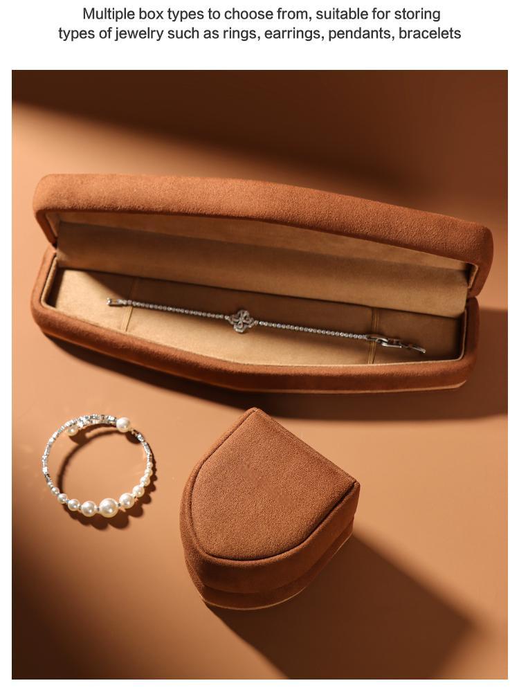 2026 New Arrival Caramel Brown Sail-shaped Velvet Jewelry Box 14